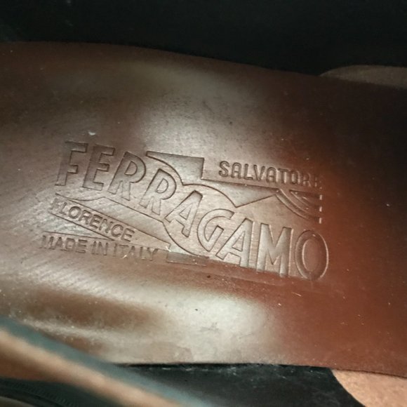 Ferragamo Mens Oxford Cognac Leather Lace Ups Cap Toe Sz 9.5 D - Picture 8 of 15